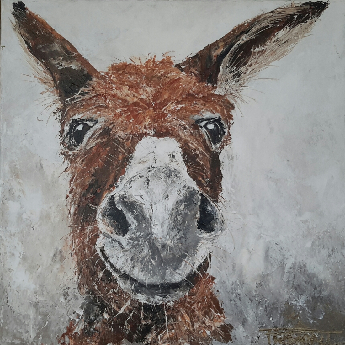"Lovely Donkeys II" 50×50 sold Belgium (available as giclee 60x60)