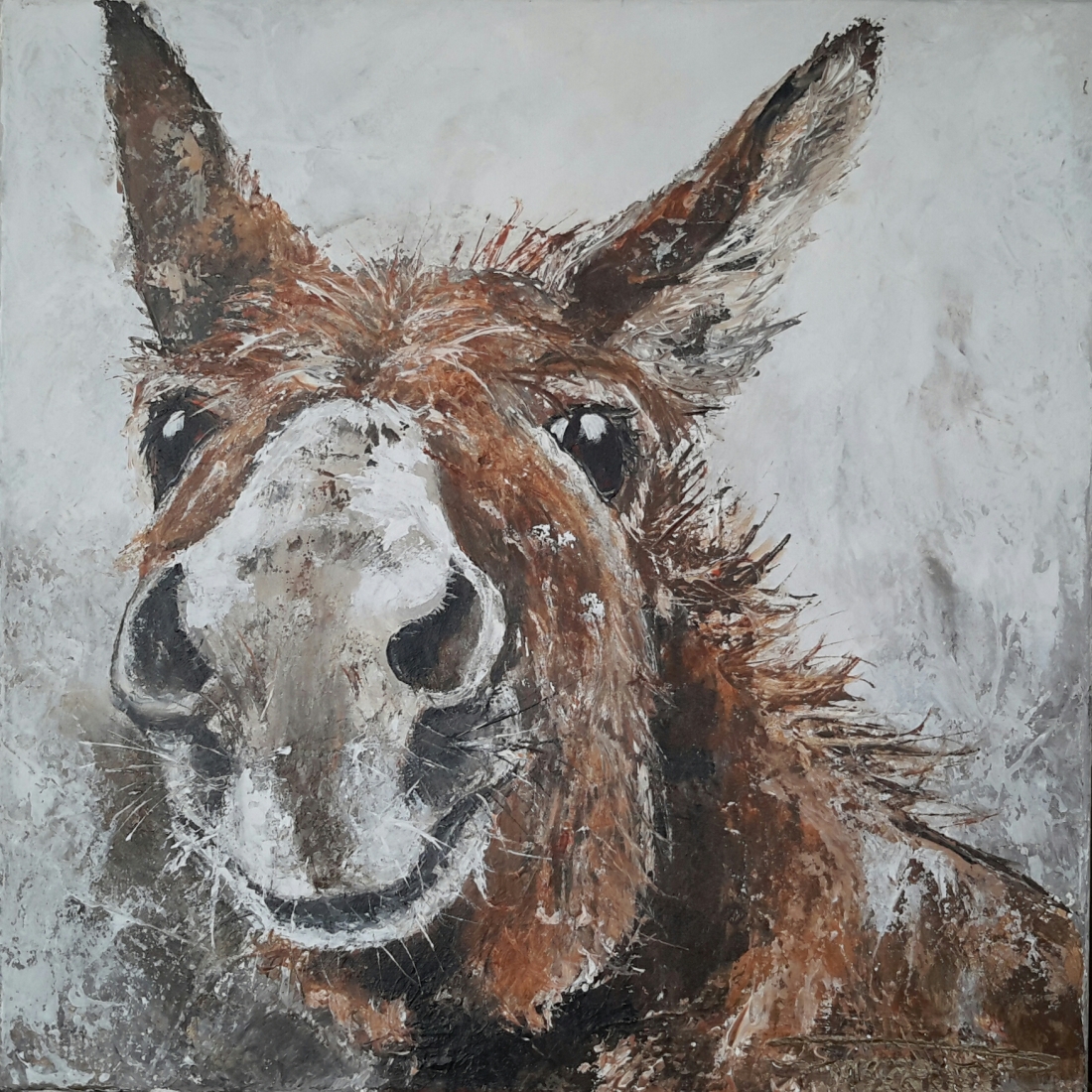 "Lovely Donkeys III" 50×50 sold Belgium (available as giclee 60x60)